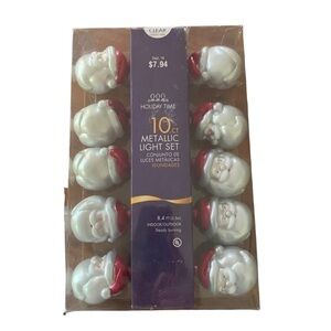 Holiday Time Indoor Outdoor Santa
Metallic String Lights 10 ct New